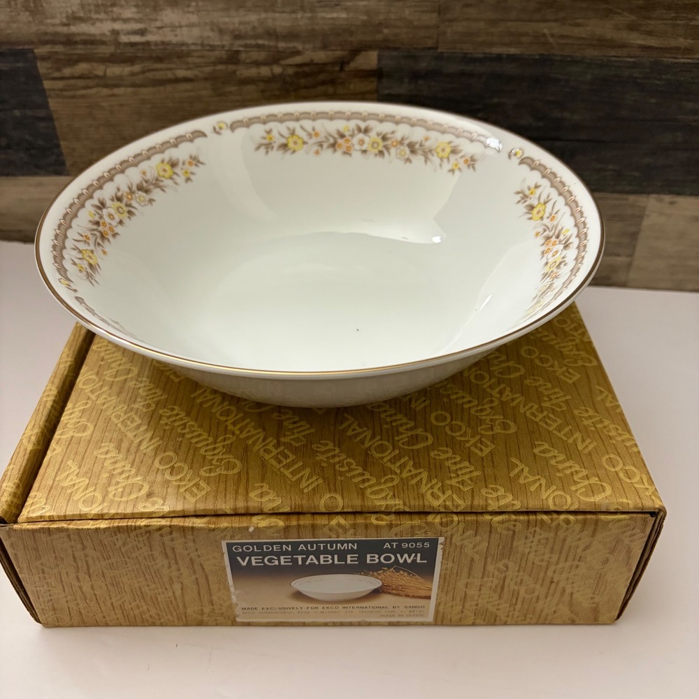 Ekco International Golden Autumn AT 9055 Vegetable Bowl Fine China Sango Japan